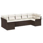vidaXL Ensemble de canapé de jardin 7 Pièces Marron Poly rotin