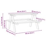vidaXL Table et bancs pour enfants IRUN blanc 90x79 5x50cm bois massif