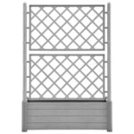 vidaXL Jardinière avec treillis 100x43x142 cm PP Gris pierre
