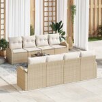 vidaXL Ensemble de canapé de jardin 9 Pièces Beige  Crème 55 x 55 x 37 cm