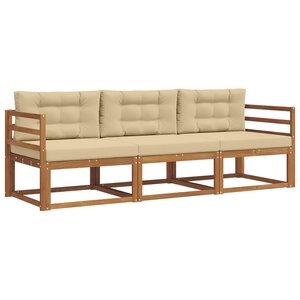 vidaXL Ensemble de canapés d'extérieur 3 pc Naturel et Beige