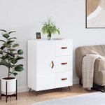 vidaXL Buffet Blanc brillant 69 5x34x90 cm Bois d'ingénierie