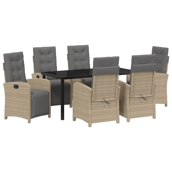 vidaXL Ensemble de salle à manger pour jardin 7 Pièces Beige polyrotin
