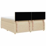 vidaXL Sommier à lattes de lit avec matelas Crème 200x200 cm Tissu