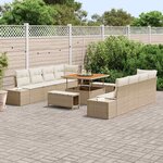 vidaXL Ensemble de canapé de jardin 11 Pièces Beige Poly rotin