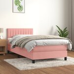 vidaXL Sommier à lattes de lit avec matelas Rose 90x190 cm Velours