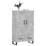 vidaXL Buffet haut gris béton 69 5x31x115 cm bois d'ingénierie