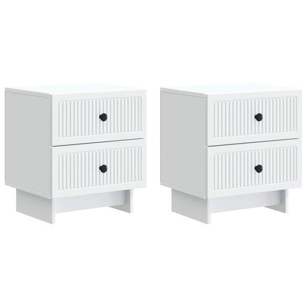 vidaXL Cabinet de chevet avec tiroir 2 Pièces Blanc 43 x 34 5 x 47 5 cm