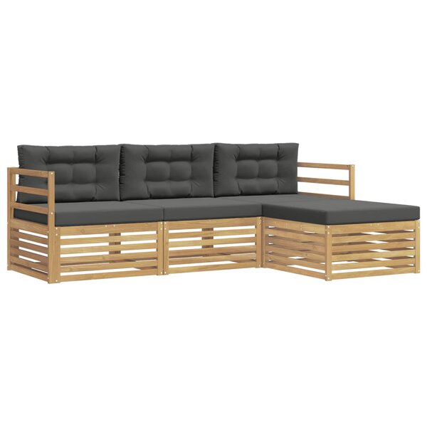 vidaXL Ensemble de canapés d'extérieur 4 pc Blanc et anthracite