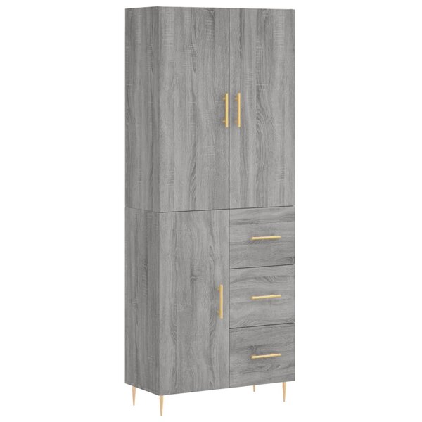 vidaXL Buffet haut Sonoma gris 69 5x34x180 cm Bois d'ingénierie