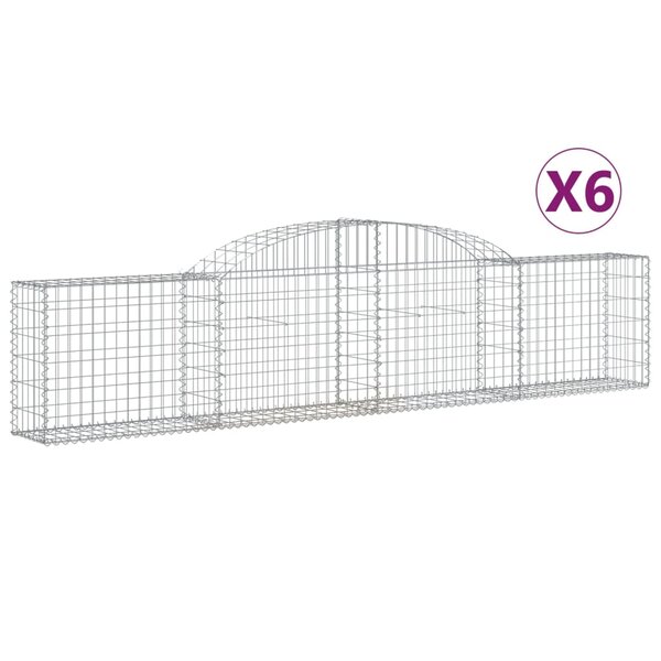 vidaXL Paniers à gabions arqués 6 Pièces 300x30x60/80 cm Fer galvanisé