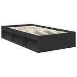 vidaXL Cadre de lit avec tête de lit Noir 100 x 200 cm Pin massif