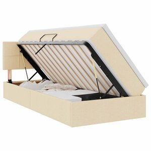 vidaXL Lit avec rangement et LED avec matelas Crème 90 x 190 cm tissu