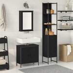 vidaXL Ensemble de mobilier de salle de bain avec étagère 3 Pièces Noir
