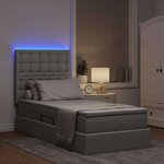 vidaXL Lit de rangement LED avec matelas Gris clair 90 x 190 cm Tissu