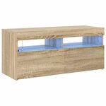 vidaXL Meuble TV avec lumières LED chêne sonoma 90x35x40 cm
