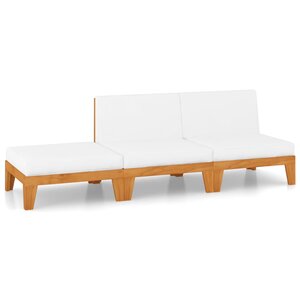 vidaXL Salon de jardin 3 Pièces avec coussins Bois d'acacia solide