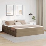 vidaXL Lit avec rangement et matelas 2 Pièces Cappuccino Cuir