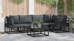 vidaXL Ensemble de canapé de jardin 5 Pièces Noir 283 x 143 x 71 cm