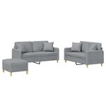 vidaXL Ensemble de canapés 3 Pièces coussins gris clair tissu