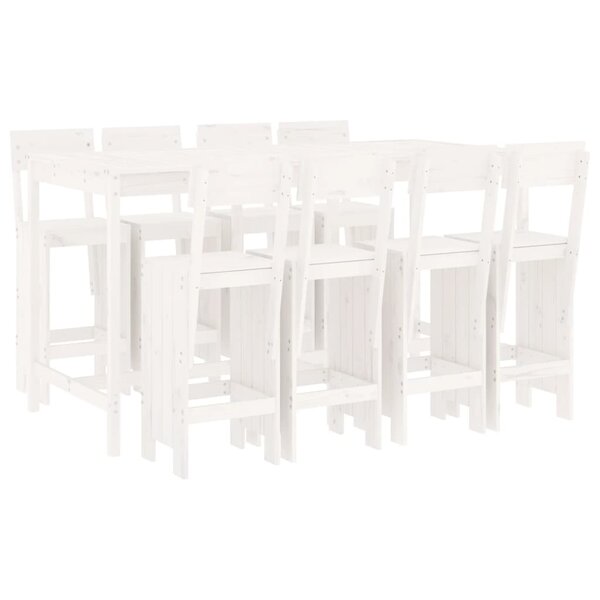 vidaXL Ensemble de bar de jardin 9 Pièces blanc bois de pin massif
