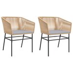 vidaXL Chaises de jardin lot de 2 et coussins marron rotin