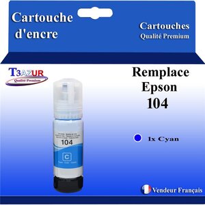 T3AZUR - Bouteille compatible avec Epson EcoTank ET-1810  ET-2710  ET-2711  ET-2712  ET-2713 - Cyan