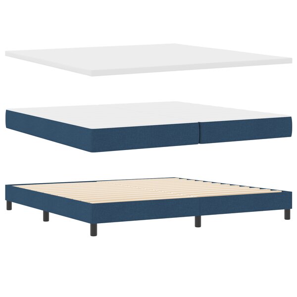 vidaXL Lit à ressorts avec matelas bleu  200x200 cm - Tissu