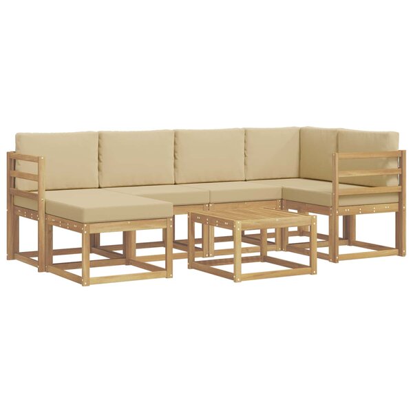 vidaXL Ensemble de canapés d'extérieur 7 Pièces Blanc et Beige