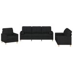 vidaXL Ensemble de canapés 3 Pièces avec coussins noir tissu