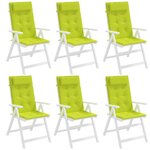 vidaXL Coussins de chaise à dossier haut lot de 6 vert vif
