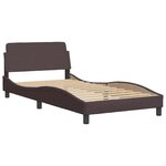 vidaXL Cadre de lit avec LED sans matelas marron foncé 100x200cm tissu