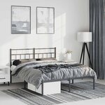 vidaXL Cadre de lit métal sans matelas avec tête de lit noir 150x200cm