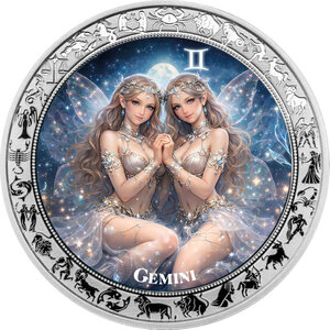 Monnaie GEMINI Goddesses Zodiac 1 Oz Argent 5 Cedis Ghana 2026
