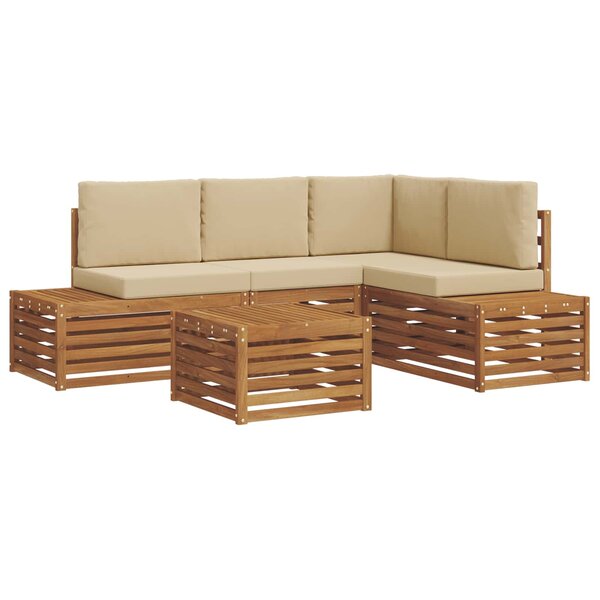 vidaXL 5 pc Ensemble de canapés d'extérieur Naturel et Beige