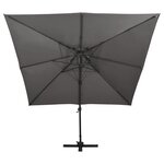 vidaXL Parasol déporté avec double toit 300x300 cm anthracite