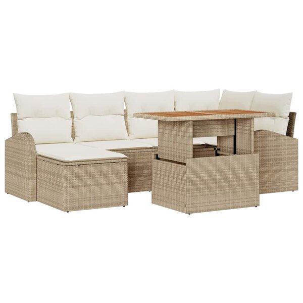 vidaXL Ensemble de canapé de jardin avec coussin 7 Pièces beige et crème