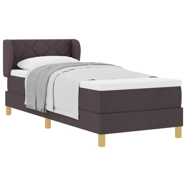 vidaXL Lit à ressorts avec matelas Marron foncé 80 x 200 cm tissu