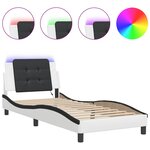 vidaXL Cadre de lit avec lumières LED blanc noir 90x190 cm similicuir