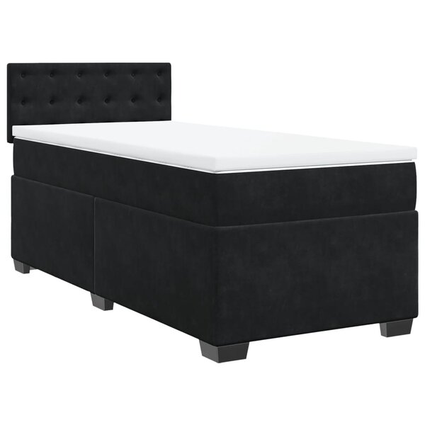 vidaXL Sommier à lattes de lit avec matelas Noir 90x200 cm Velours