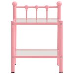 vidaXL Table de chevet Rose/transparent 45x34 5x60 5 cm Métal et verre