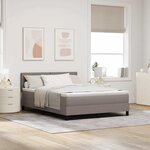 vidaXL Lit à ressorts avec matelas avec LED Taupe 140 x 200 cm tissu