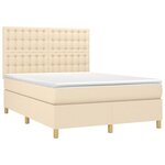 vidaXL Sommier à lattes de lit avec matelas Crème 140x190 cm Tissu