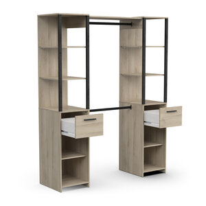 Meuble à 2 colonnes - GARY - Chêne et Noir - 159 8 x 49 5 x 200 3 cm - DEMEYERE