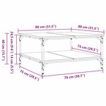 vidaXL Table basse Chêne noir 80 x 80 x 40 cm Bois d'ingénierie