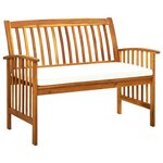 vidaXL Banc de jardin avec coussin 119 cm Bois solide d'acacia