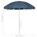 vidaXL Parasol de plage Bleu 240 cm