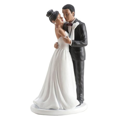 Figurine les mariés (noirs) pour gâteau de mariage 16 cm - Dekora
