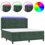 vidaXL Sommier à lattes de lit matelas et LED Vert foncé 180x200 cm