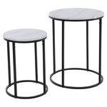 H&S Collection Ensemble de tables d'appoint 2 Pièces blanc